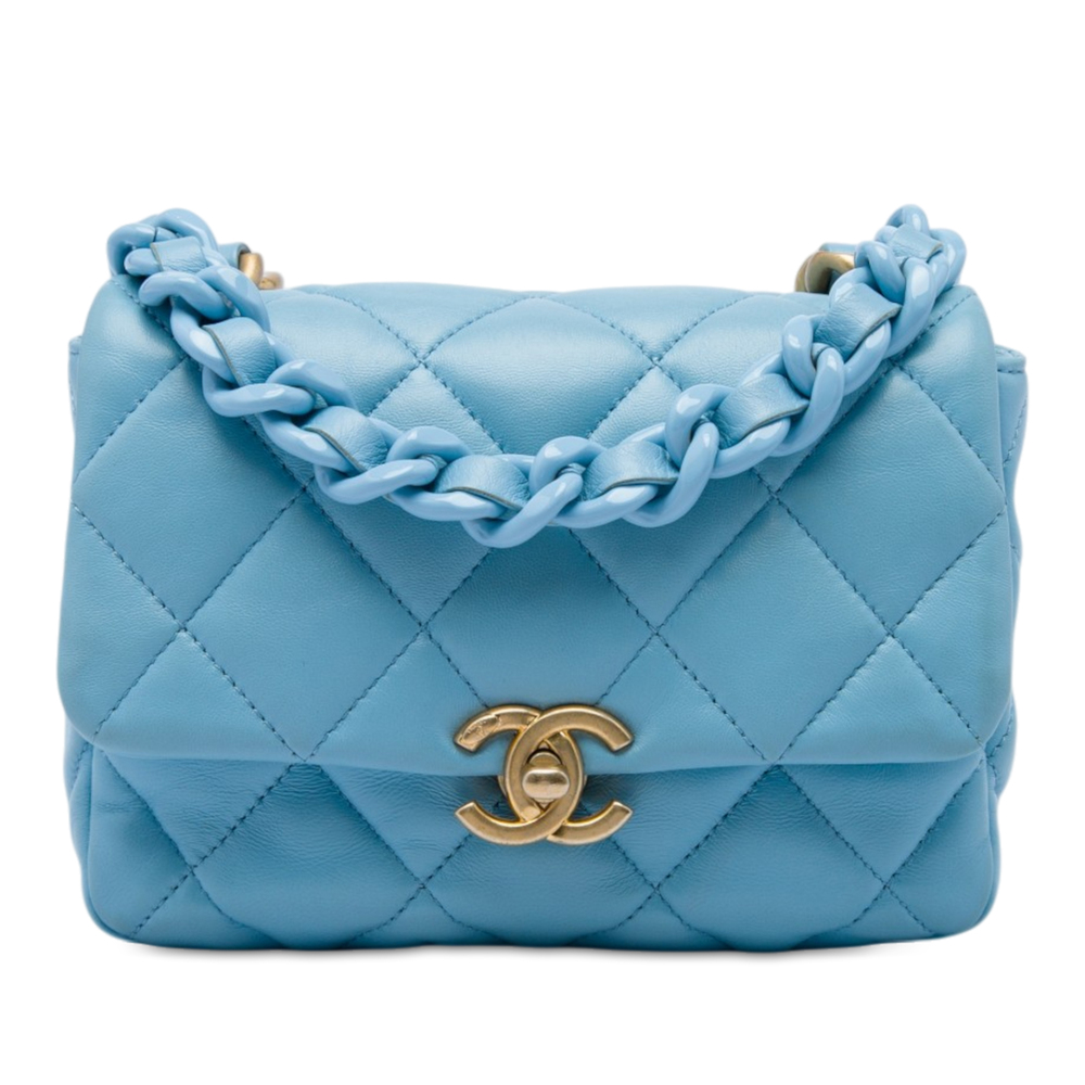 Pre-Loved Chanel Mini Quilted Lambskin Lacquered Chain Flap